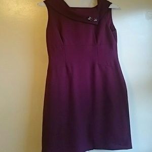 Plum Tahari Sheath dress with brocade